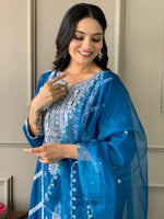 Load image into Gallery viewer, Ambar ~ Blue Embroidery Anarkali