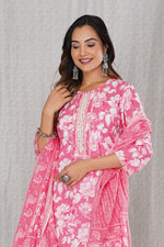 Load image into Gallery viewer, Gulaab ~ Pink Floral Kurti Set