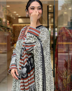 Load image into Gallery viewer, Anam ~ Grey Printed Anarkali Suit Set