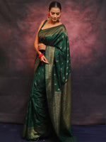 Load image into Gallery viewer, Bottle Green (Soft Art Silk Saree)