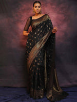 Load image into Gallery viewer, Black Silky (Soft Art Silk Saree)