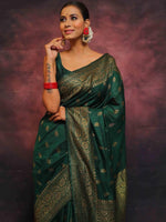 Load image into Gallery viewer, Bottle Green (Soft Art Silk Saree)
