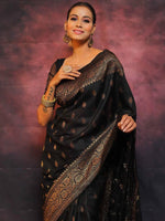 Load image into Gallery viewer, Black Silky (Soft Art Silk Saree)