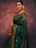 Load image into Gallery viewer, Bottle Green (Soft Art Silk Saree)