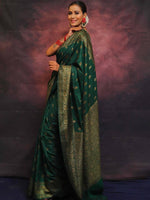 Load image into Gallery viewer, Bottle Green (Soft Art Silk Saree)