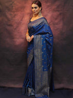 Load image into Gallery viewer, Blue Peacock Silky (Soft Art Silk Saree)