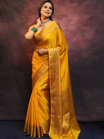 Load image into Gallery viewer, Golden Yellow (Soft Art Silk Saree)