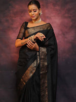 Load image into Gallery viewer, Black Silky (Soft Art Silk Saree)