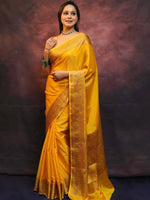 Load image into Gallery viewer, Golden Yellow (Soft Art Silk Saree)