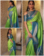 Load image into Gallery viewer, Green Silky (Soft Art Silk Saree)