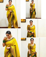 Load image into Gallery viewer, Yellow Silky (Soft Art Silk Saree)
