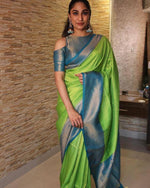 Load image into Gallery viewer, Green Silky (Soft Art Silk Saree)