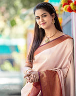 Load image into Gallery viewer, Off White Silky (Soft Art Silk Saree)