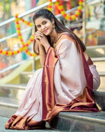Load image into Gallery viewer, Off White Silky (Soft Art Silk Saree)