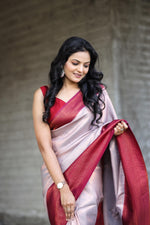 Load image into Gallery viewer, Grey Wine (Premium Kanjivaram Silk)