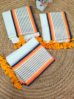 Load image into Gallery viewer, Orange and Black Stripes(Premium 120 Count Soft Mul Cotton)