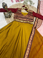 Load image into Gallery viewer, Mustard (Elegant vichitra silk top)
