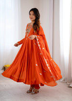 Load image into Gallery viewer, Orange (Anarkali Three Piece Set)