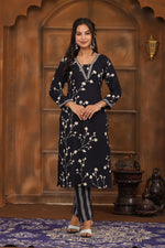 Load image into Gallery viewer, Khushi ~ Black Kurti Set