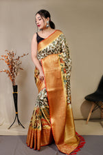 Load image into Gallery viewer, Kalamkari Beige (Premium Soft Banarasi Silk)