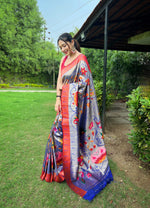 Load image into Gallery viewer, Royal Paithani Flower (Premium Soft Banarasi Silk)