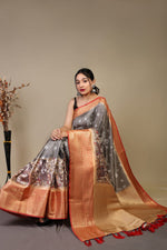 Load image into Gallery viewer, Kalamkari Coffee (Premium Soft Banarasi Silk)