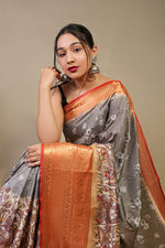 Load image into Gallery viewer, Kalamkari Coffee (Premium Soft Banarasi Silk)