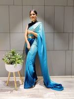Load image into Gallery viewer, Blue Skie (1 Minute Ready To Wear Saree)