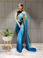 Load image into Gallery viewer, Blue Skie (1 Minute Ready To Wear Saree)