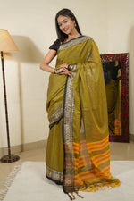 Load image into Gallery viewer, Green Mehendi (Narayanpet Handloom Cotton)