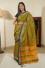 Load image into Gallery viewer, Green Mehendi (Narayanpet Handloom Cotton)