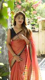 Load image into Gallery viewer, Peach (Narayanpet Handloom Cotton)