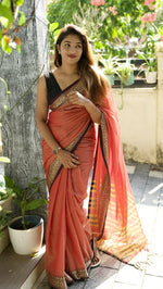 Load image into Gallery viewer, Peach (Narayanpet Handloom Cotton)