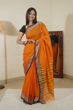 Load image into Gallery viewer, Bright As Orange (Narayanpet Handloom Cotton)
