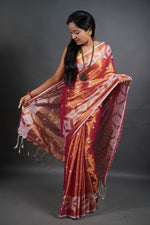 Load image into Gallery viewer, Red Shine - (Pure Tissue Khadi Handloom Saree)