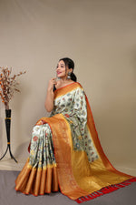 Load image into Gallery viewer, Kalamakari Light Green (Premium Soft Banarasi Silk)