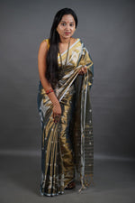 Load image into Gallery viewer, Teal Shine - (Pure Tissue Khadi Handloom Saree)