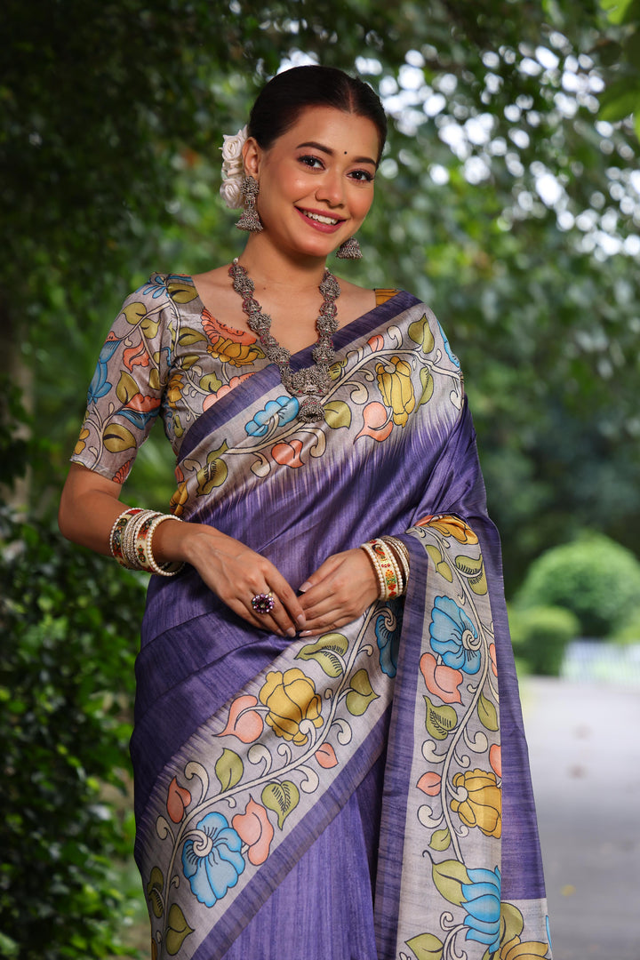 Tussar Kalamkari Silk (Premium Quality Soft Silk)