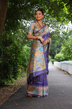 Load image into Gallery viewer, Tussar Kalamkari Silk (Premium Quality Soft Silk)