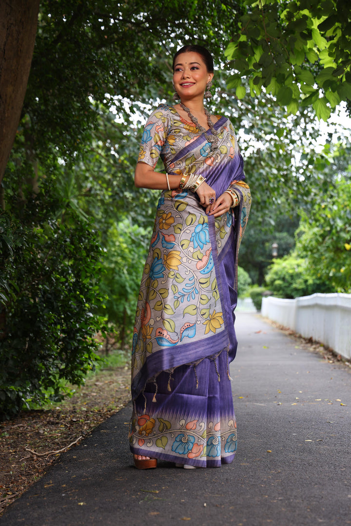 Tussar Kalamkari Silk (Premium Quality Soft Silk)