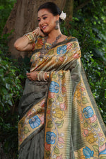 Load image into Gallery viewer, Tussar Kalamkari Silk (Premium Quality Soft Silk)