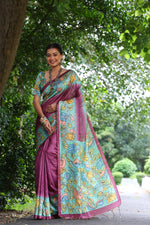 Load image into Gallery viewer, Tussar Kalamkari Silk (Premium Quality Soft Silk)