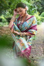 Load image into Gallery viewer, Tussar Kalamkari Silk (Premium Quality Soft Silk)