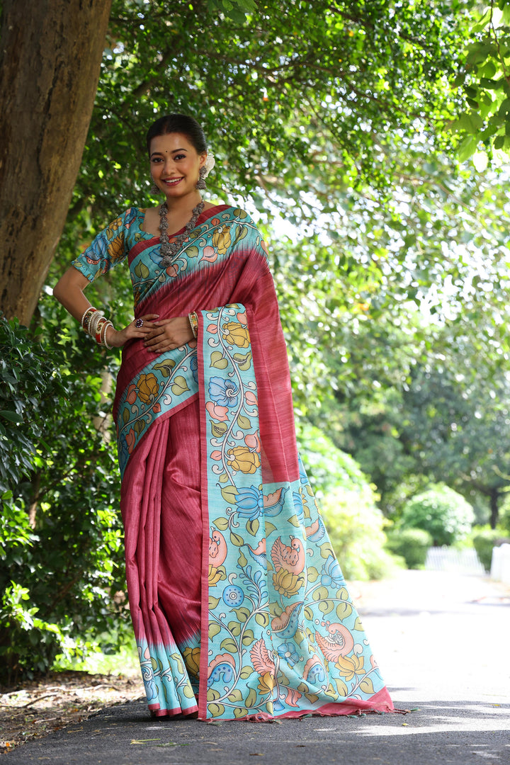 Tussar Kalamkari Silk (Premium Quality Soft Silk)