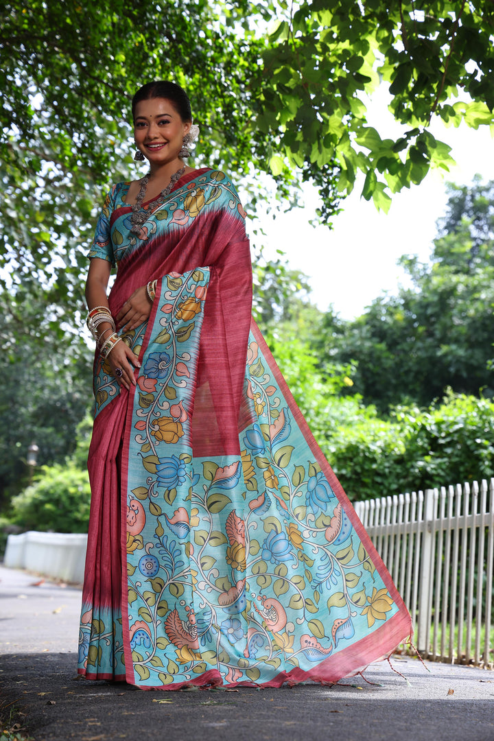 Tussar Kalamkari Silk (Premium Quality Soft Silk)