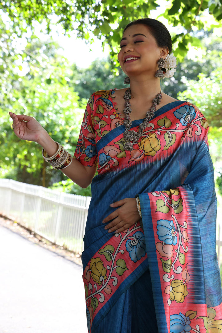 Tussar Kalamkari Silk (Premium Quality Soft Silk)