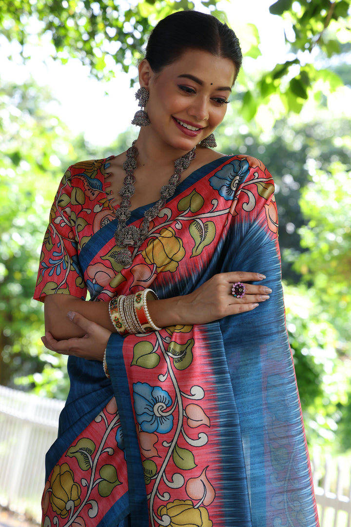 Tussar Kalamkari Silk (Premium Quality Soft Silk)
