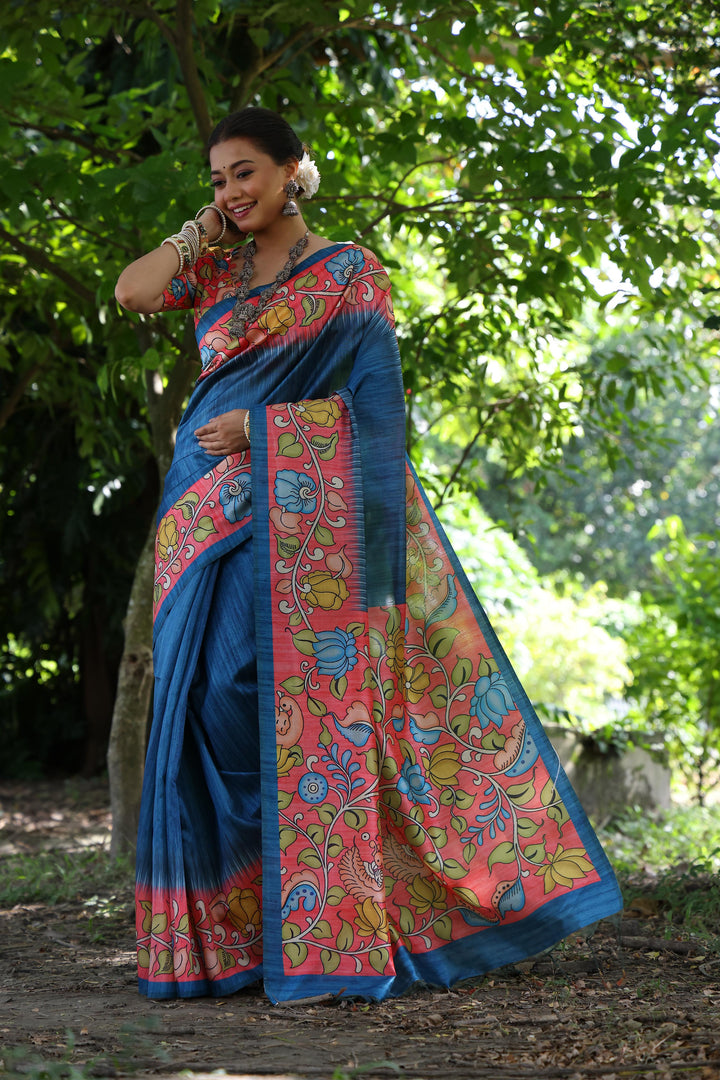 Tussar Kalamkari Silk (Premium Quality Soft Silk)