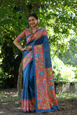 Load image into Gallery viewer, Tussar Kalamkari Silk (Premium Quality Soft Silk)