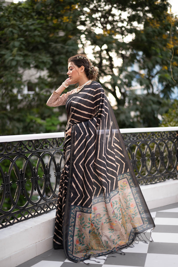 Tussar Silk Leriya (Premium Quality Soft Silk)